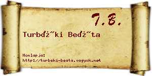 Turbéki Beáta névjegykártya